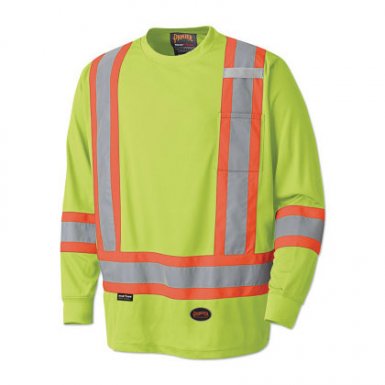 Pioneer V1051260U2XL 6996U High Visibility Lightweight, Breathable Birdseye Long Sleeved Crew Neck Safety Shirts