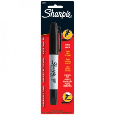 Twin Tip Permanent Markers, Black, Fine; Chisel, 652-36401PP