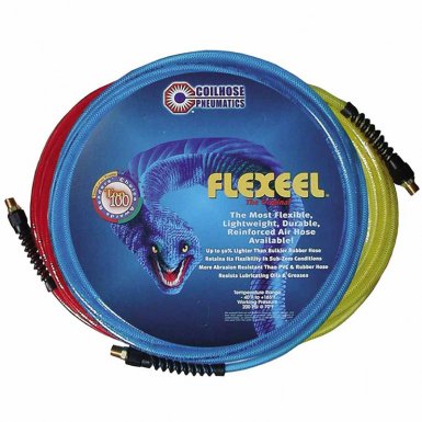 FLEXEEL Reinforced Polyurethane Air Hose with Reusable Strain Relief  Fitting - Blue